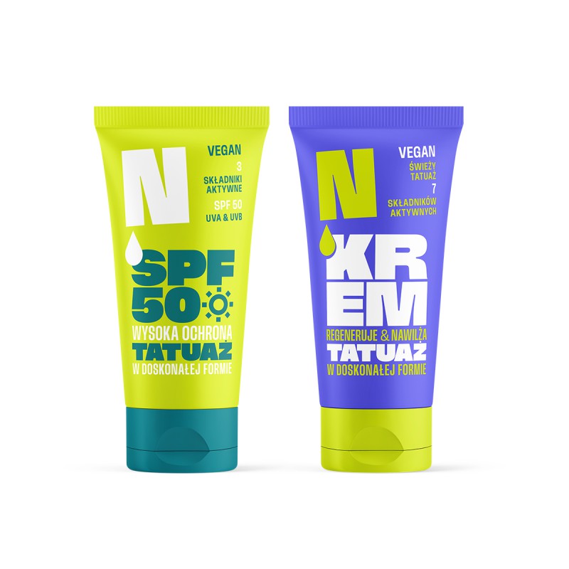 Zestaw: krem ochronny z filtrami SPF50 + krem do pielęgnacji świeżego tatuażu Neba®