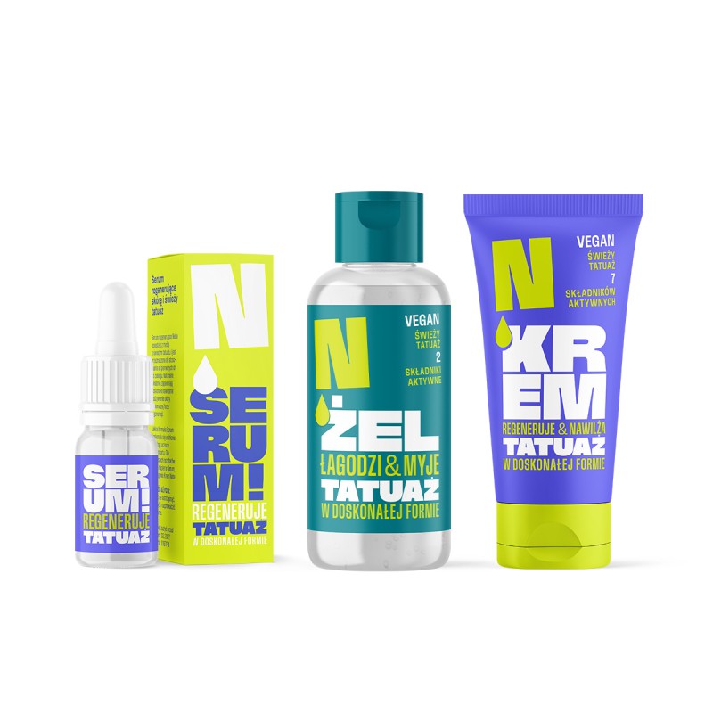 Zestaw na świeży tatuaż: Żel + Serum + Krem