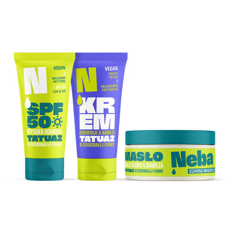 Zestaw: Krem ochronny SPF50 + Krem do świeżego tatuażu + Masło Neba®