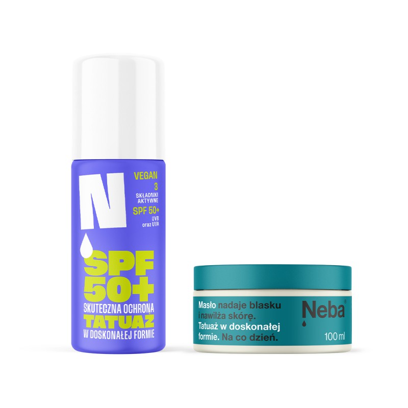 Zestaw: Spray ochronny SPF50+ i Masło do tatuażu Neba®