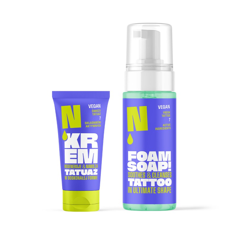 Zestaw: krem do tatuażu 50 ml + łagodzące mydło w piance 150 ml Neba®