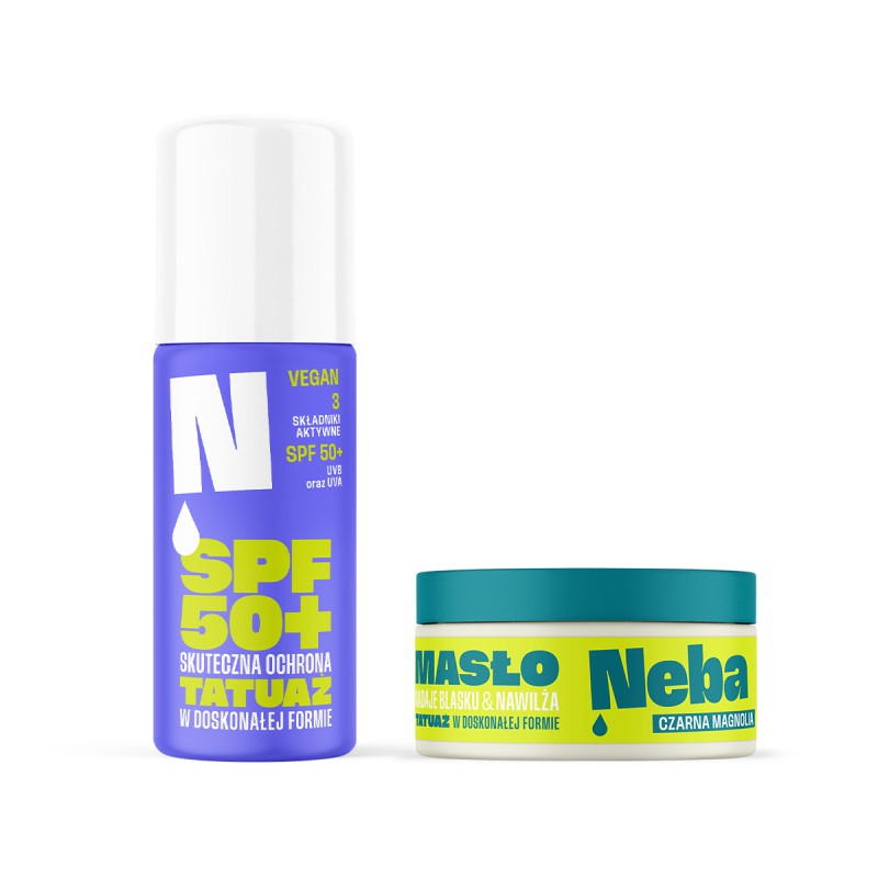 Zestaw: Spray ochronny SPF50+ i Masło do tatuażu Neba®