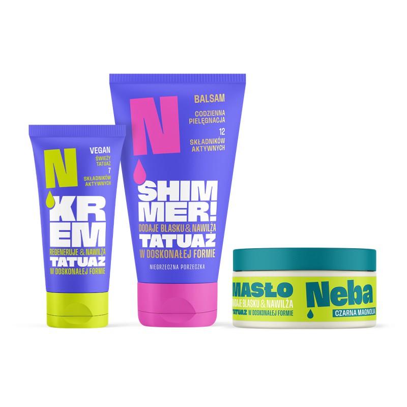 Zestaw: Balsam Shimmer! + Krem do świeżego tatuażu + Masło do tatuażu Neba®