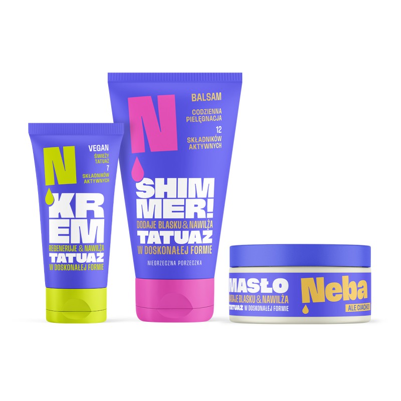 Zestaw: Balsam Shimmer! + Krem do świeżego tatuażu + Masło do tatuażu Neba®