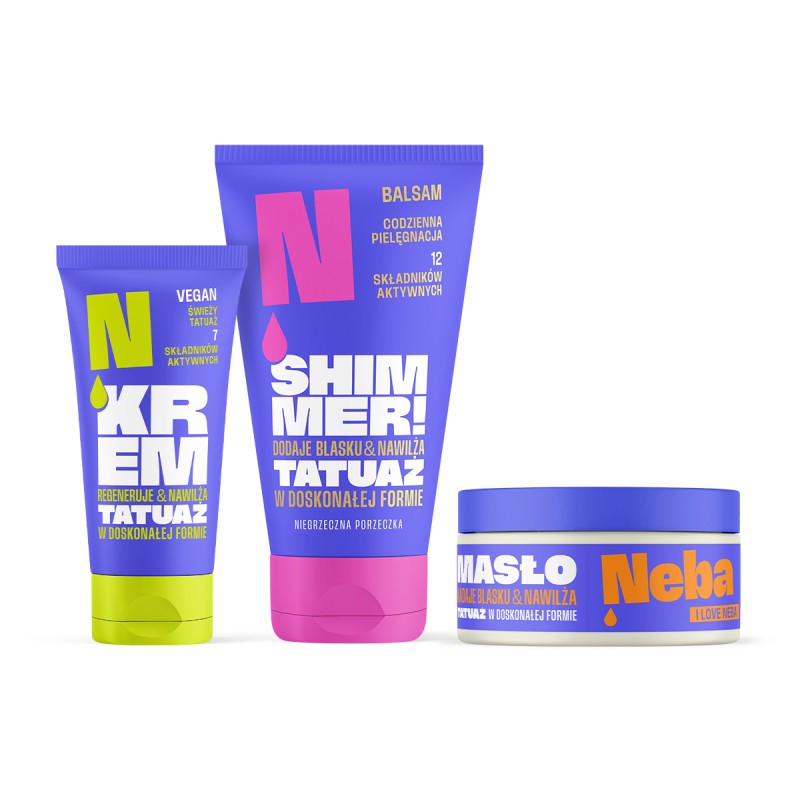 Zestaw: Balsam Shimmer! + Krem do świeżego tatuażu + Masło do tatuażu Neba®