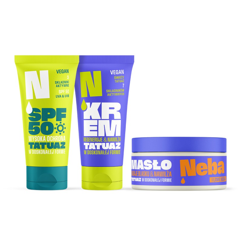 Zestaw: Krem ochronny SPF50 + Krem do świeżego tatuażu + Masło Neba®