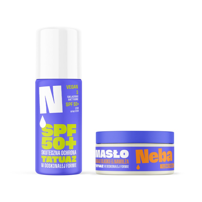 Zestaw: Spray ochronny SPF50+ i Masło do tatuażu Neba®